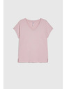 Moodo Bombažna majica z V izrezom svetlo rožnata Moodo