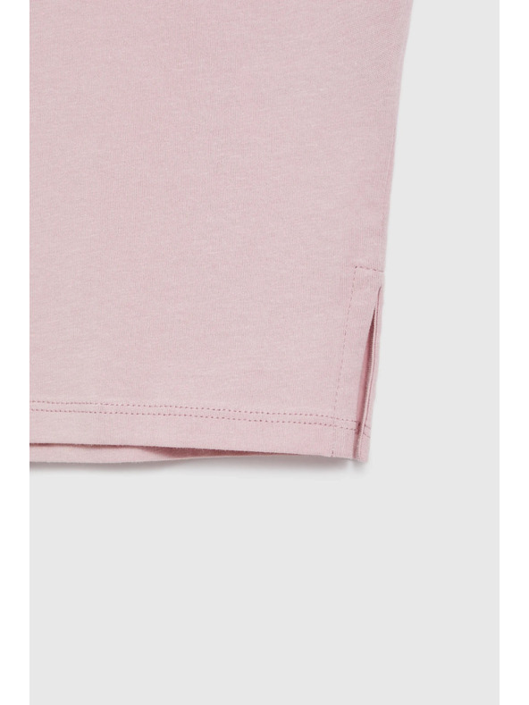 Moodo Bombažna majica z V izrezom svetlo rožnata Moodo