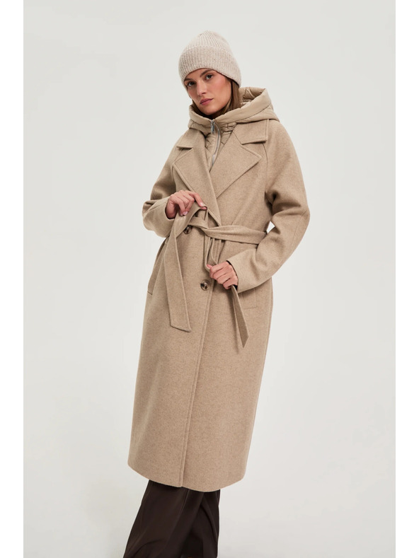 Moodo Pletena kapa peščene barve Moodo