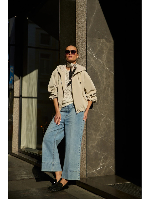 Moodo Tanka jakna s kapuco beige barve Moodo