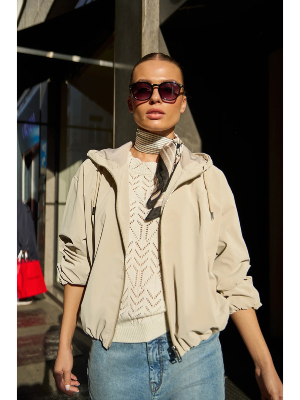 Moodo Tanka jakna s kapuco beige barve Moodo