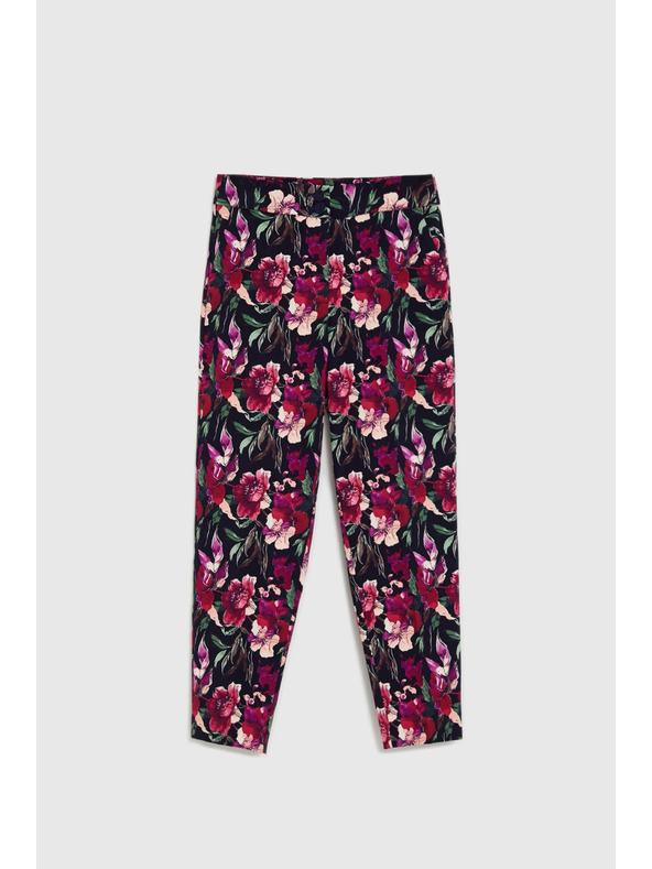 Moodo Hlače s cvetjem temno modre barve Moodo