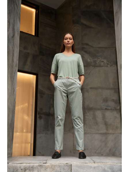 Moodo Bombažne hlače olivne barve Moodo