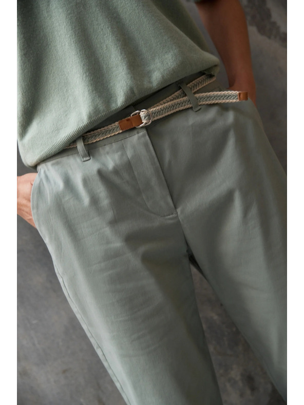 Moodo Bombažne hlače olivne barve Moodo