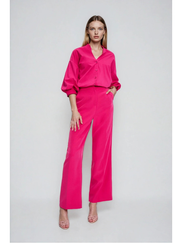 Moodo Hlače z obrobom rožnate barve Moodo