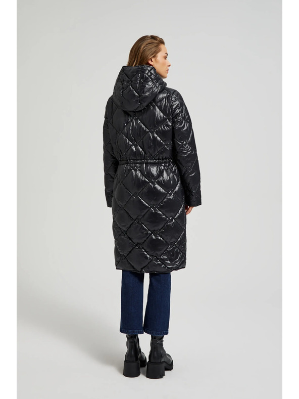 Moodo Prešita jakna z vrvjo za zatezanje črne barve Moodo