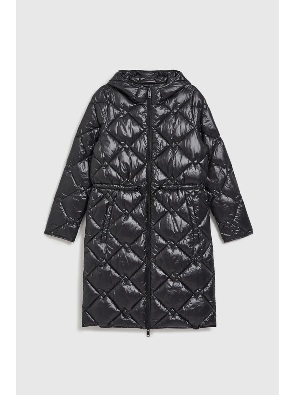 Moodo Prešita jakna z vrvjo za zatezanje črne barve Moodo