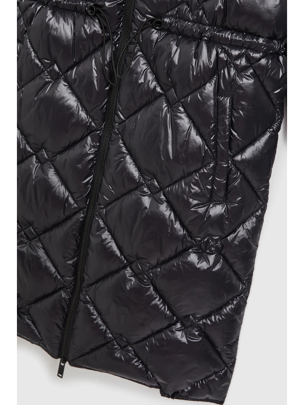 Moodo Prešita jakna z vrvjo za zatezanje črne barve Moodo