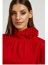 Moodo Elegantna srajca z okrasno vrtnico rdeče barve Moodo