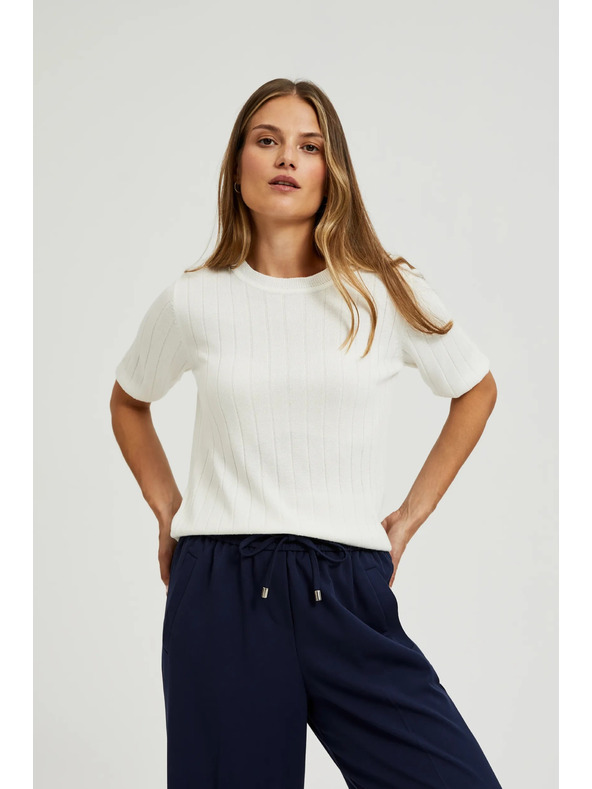 Moodo Viskozni pulover s kovinama prejo bele barve Moodo