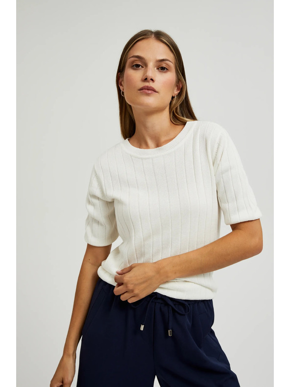 Moodo Viskozni pulover s kovinama prejo bele barve Moodo