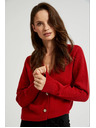 Moodo Kardigan z gumbi v obliki vrtnice rdeče barve Moodo