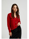 Moodo Kardigan z gumbi v obliki vrtnice rdeče barve Moodo