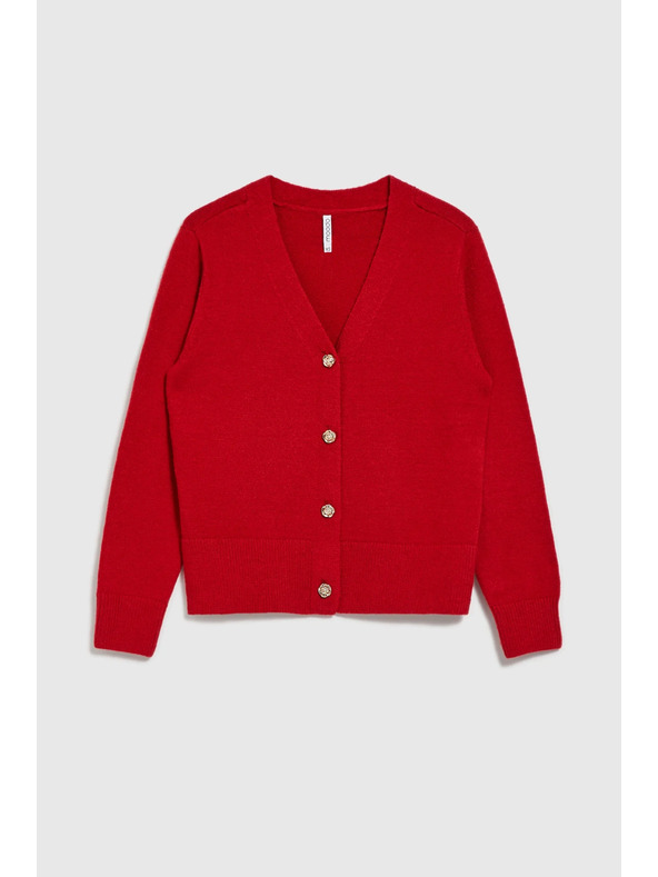 Moodo Kardigan z gumbi v obliki vrtnice rdeče barve Moodo