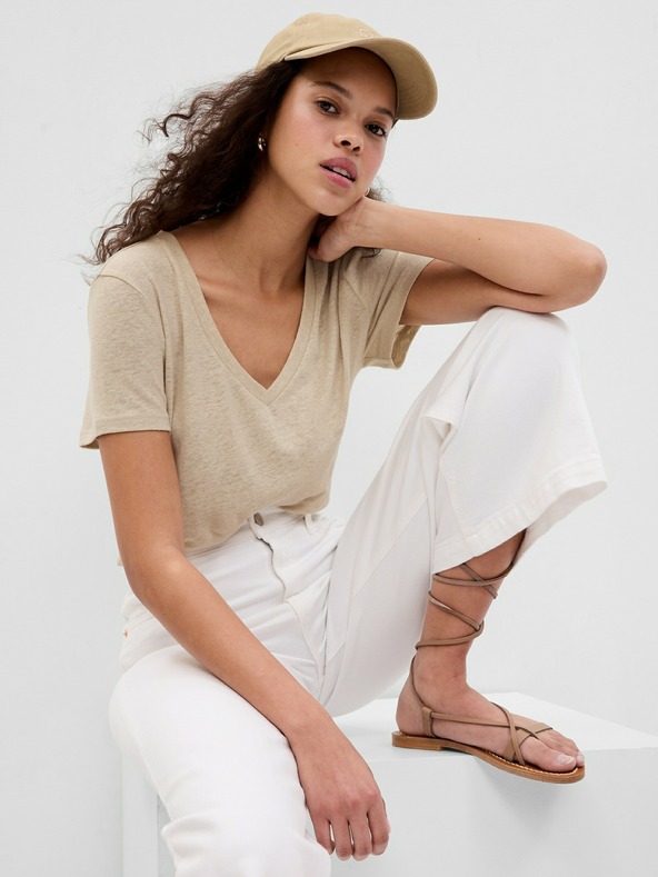 GAP Lanena majica s kratkimi rokavi GAP