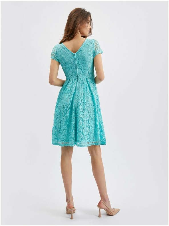Orsay Turkizna ženska čipkasta obleka ORSAY