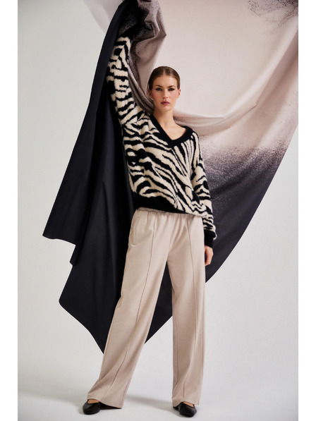 Moodo Vzorčeni pulover črni Moodo