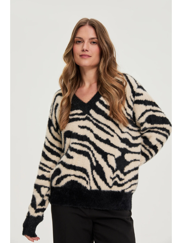 Moodo Vzorčeni pulover črni Moodo