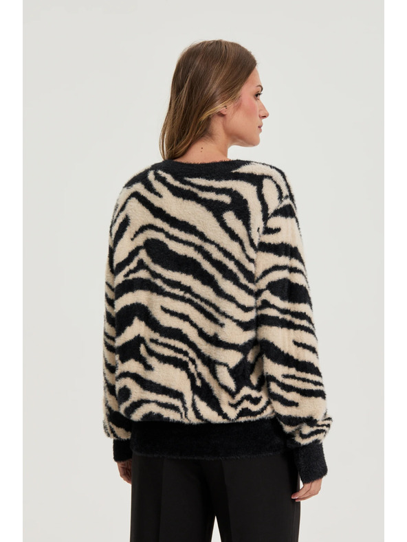 Moodo Vzorčeni pulover črni Moodo