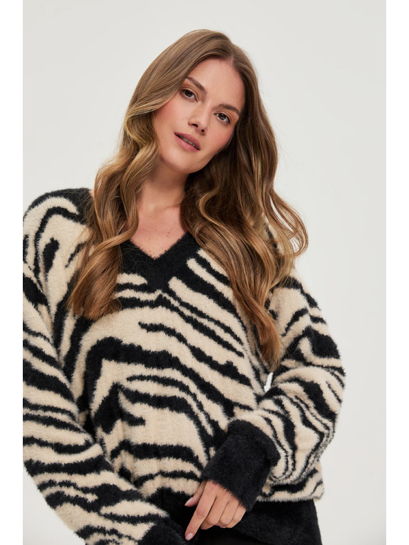 Moodo Vzorčeni pulover črni Moodo
