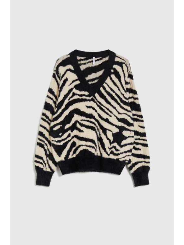 Moodo Vzorčeni pulover črni Moodo