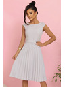 numoco LILA nagubane šaty s kratkimi rokavi in pasom - sive