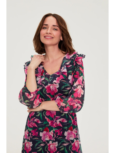 Moodo Temno modre cvetlične obleke Moodo