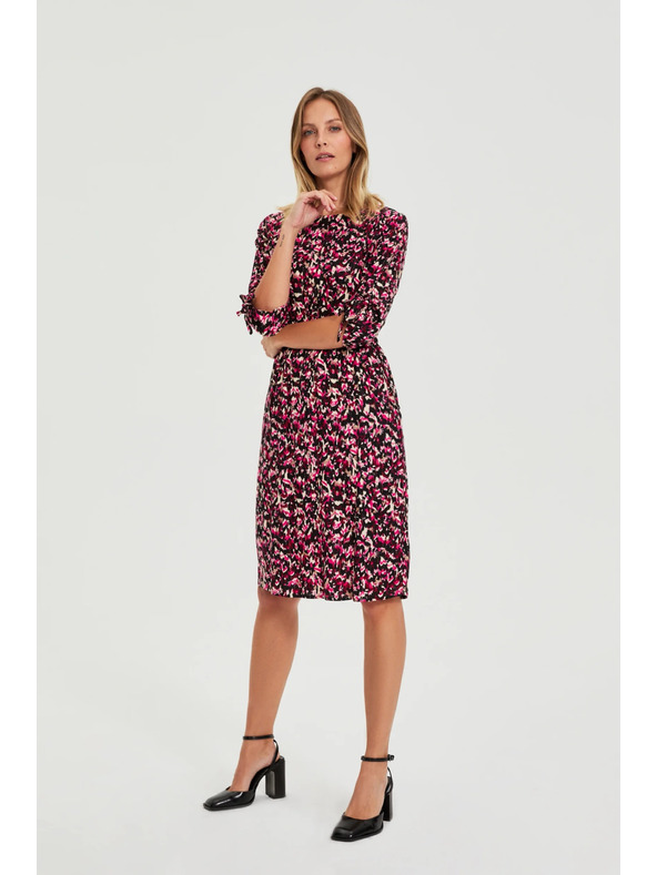 Moodo Vzorčena vijolična obleka Moodo