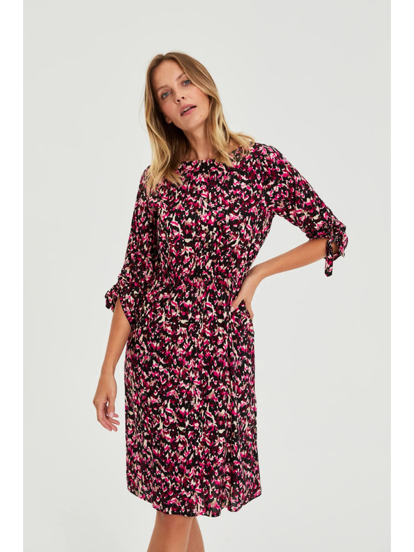 Moodo Vzorčena vijolična obleka Moodo