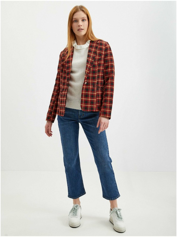 Orsay Črno-rdeč ženski karirast suknjič ORSAY