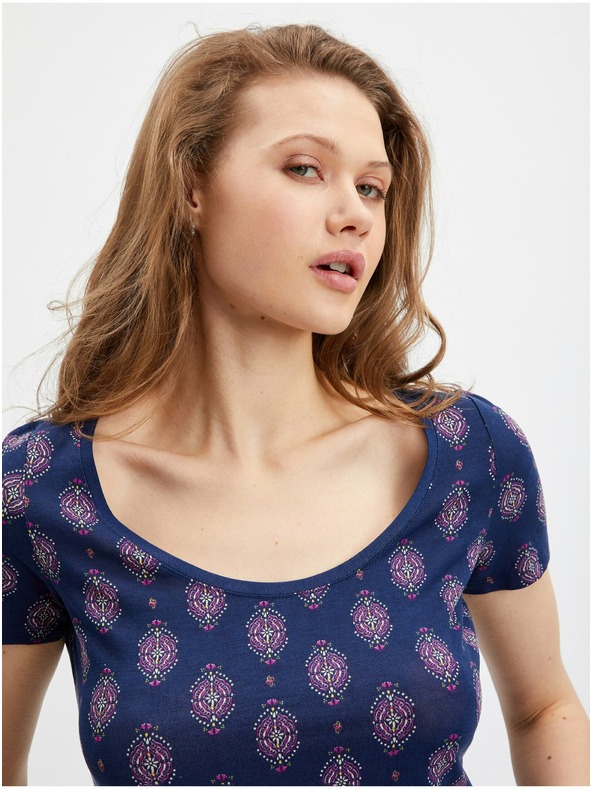 Orsay Temno modra ženska vzorčasta majica ORSAY