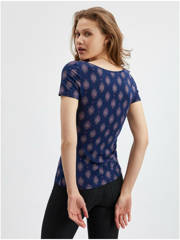 Orsay Temno modra ženska vzorčasta majica ORSAY