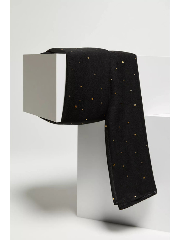 Moodo Šal z zlatim potiskom črn Moodo