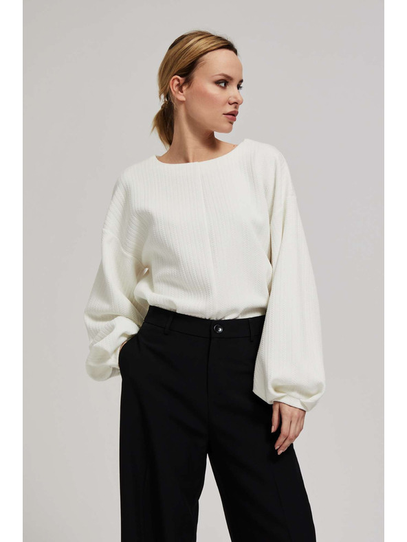 Moodo Pulover s puhastimi rokavi biserna Moodo