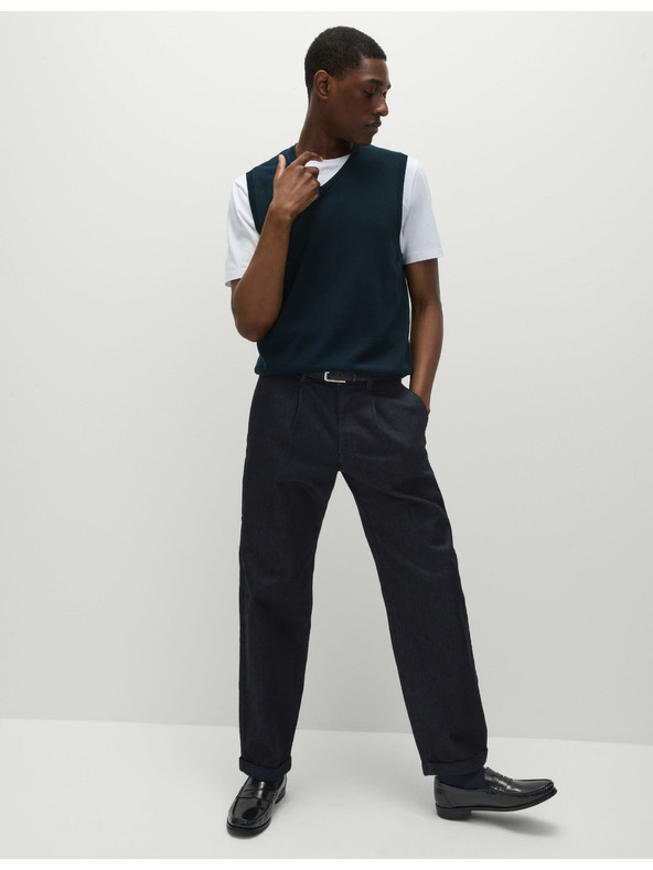 Marks & Spencer Marks & Spencer pulover iz čistega bombaža brez rokavov mornarsko modre barve