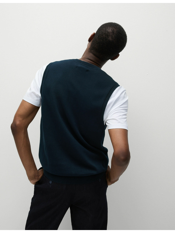 Marks & Spencer Marks & Spencer pulover iz čistega bombaža brez rokavov mornarsko modre barve