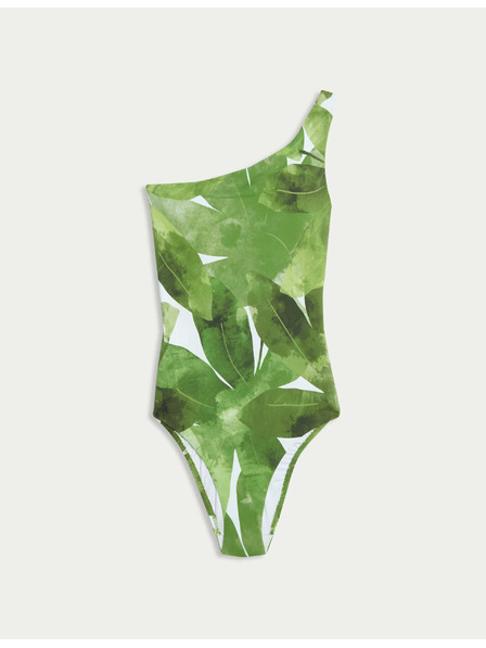 Marks & Spencer Potiskane ojačane kopalke z enim naramničem Marks & Spencer zelena