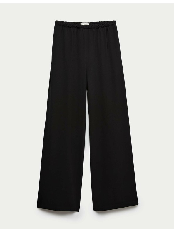 Marks & Spencer Široke hlače iz krep-a z elastičnim pasom Marks & Spencer črne