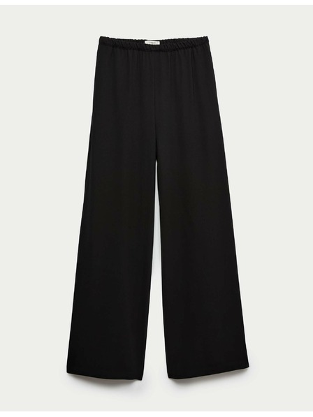 Marks & Spencer Široke hlače iz krep-a z elastičnim pasom Marks & Spencer črne