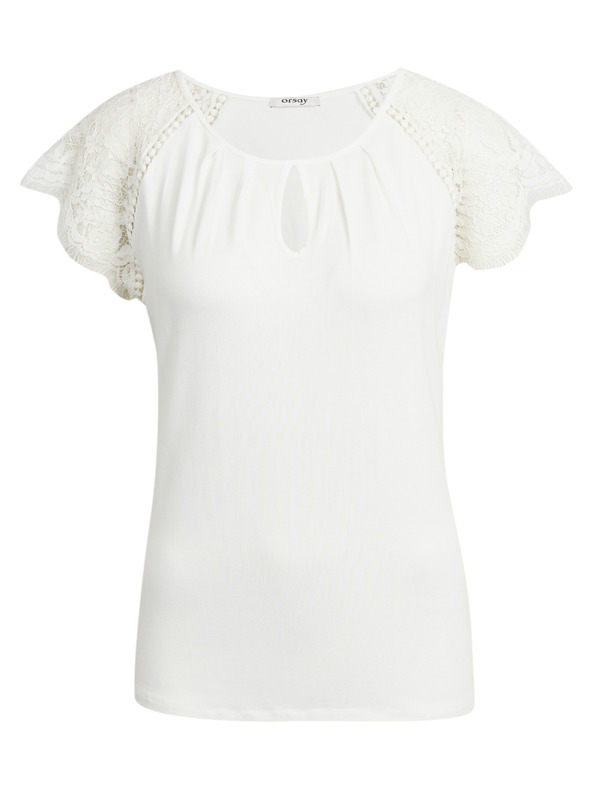 Orsay Bela ženska majica s čipkastim detajlom ORSAY