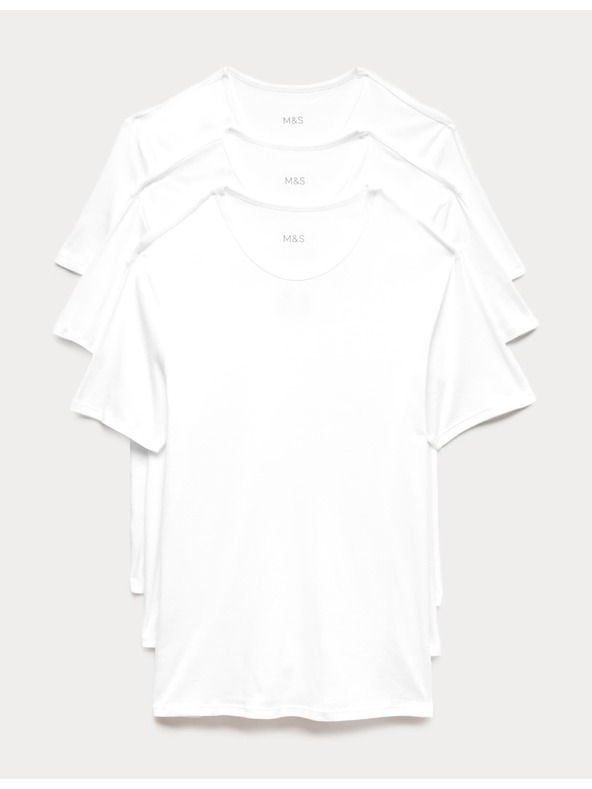 Marks & Spencer Komplet treh belih moških majic Marks & Spencer