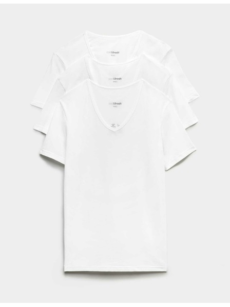 Marks & Spencer Komplet treh moških osnovnih majic v beli barvi s tehnologijo Marks & Spencer Cool & Fresh™