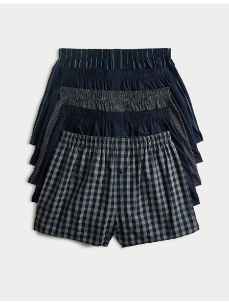 Marks & Spencer Komplet petih moških kratkih hlač v temno modri in temno sivi barvi Marks Spencer