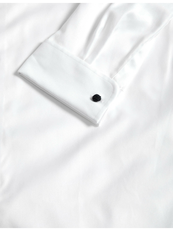 Marks & Spencer Razkošna bombažna srajca z dvojnimi manšetami ozkega kroja Marks & Spencer v beli barvi