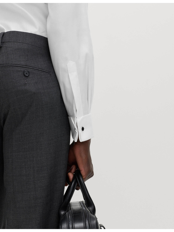 Marks & Spencer Razkošna bombažna srajca z dvojnimi manšetami ozkega kroja Marks & Spencer v beli barvi