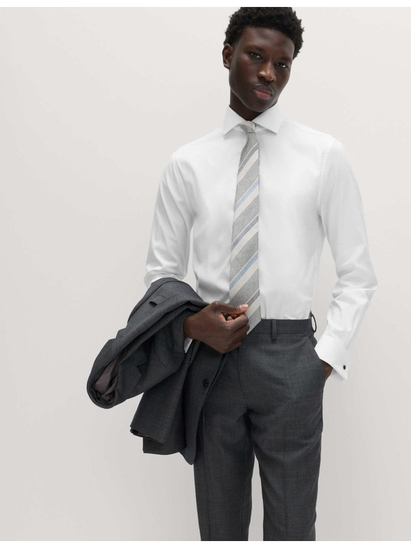 Marks & Spencer Razkošna bombažna srajca z dvojnimi manšetami ozkega kroja Marks & Spencer v beli barvi