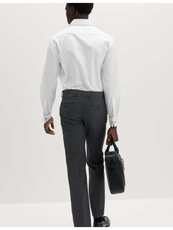 Marks & Spencer Razkošna bombažna srajca z dvojnimi manšetami ozkega kroja Marks & Spencer v beli barvi