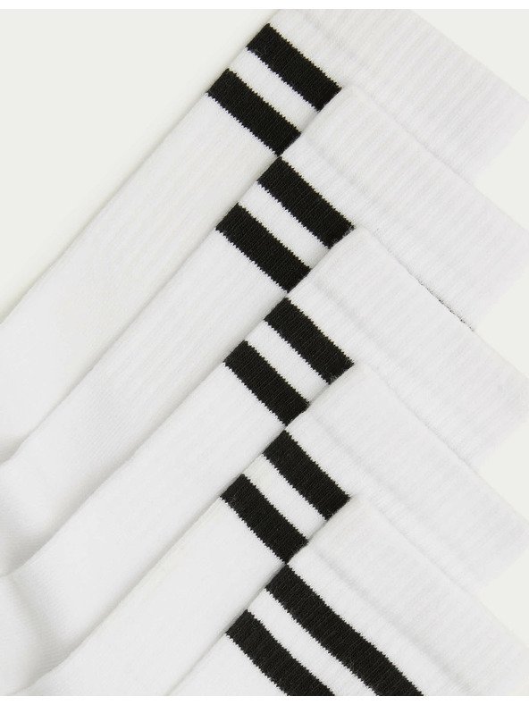 Marks & Spencer Prugaste športne nogavice z visokim deležem bombaža, komplet 5 parov (6 majhne – 7 velike) Marks & Spencer bela