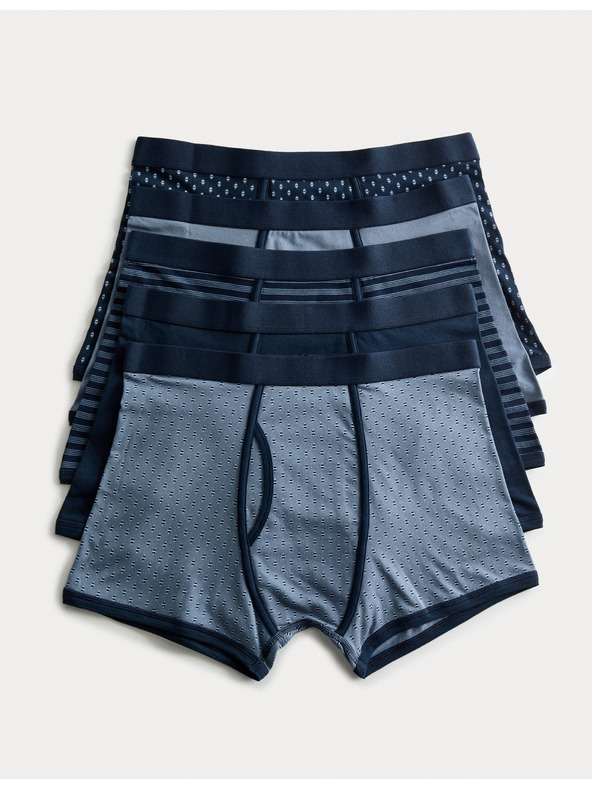 Marks & Spencer Boksarice iz bombaža z raztezkom in geometrijskim vzorcem, 5 kosov Marks & Spencer modra