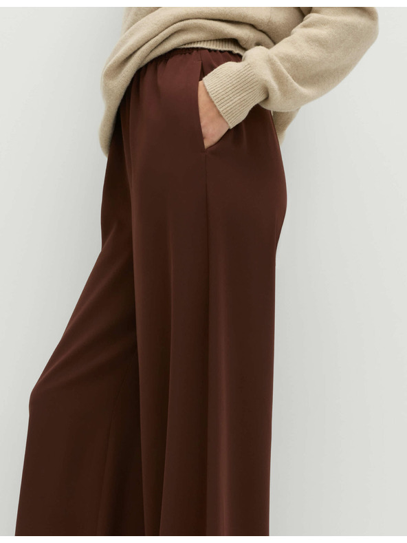 Marks & Spencer Krepe hlače z širokim hlačnicam in elastičnim pasom Marks & Spencer rjava